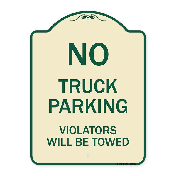 Parking Restriction No Truck Parking Violators Towed Heavy-Gauge Alum Sign, 24" x 18", TG-1824-23370
